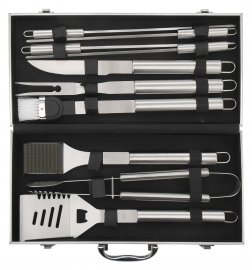 Set utensili per grigliata 11 pz valigetta ALU