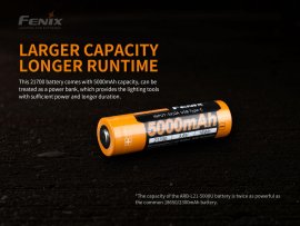 Batteria ricaricabile Fenix 21700 5000 mAh con USB-C (Li-Ion)