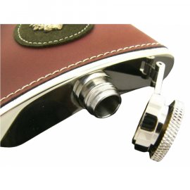 Fiaschetta da caccia con rivestimento in pelle 175ml