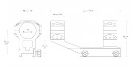 Montaggio Hawke Tactical AR Cantilever 22mm/30mm, alto, monopezzo