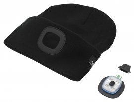 Berretto BLACK con torcia LED USB