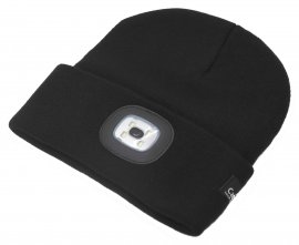Berretto BLACK con torcia LED USB