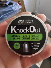 Recensione: JSB KnockOut Slugs MKII 6,35mm 2,170g 150pz - 1