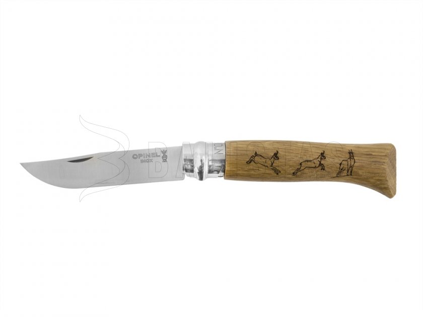Coltello Opinel 8 richiudibile Inox faggio motivo camoscio