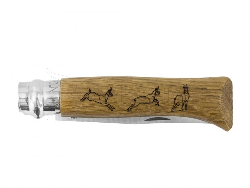 Coltello Opinel 8 richiudibile Inox faggio motivo camoscio