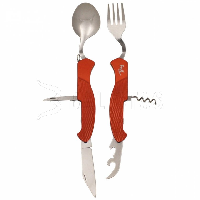 Posate pieghevoli Fox Outdoor 6 pezzi rosse 44051