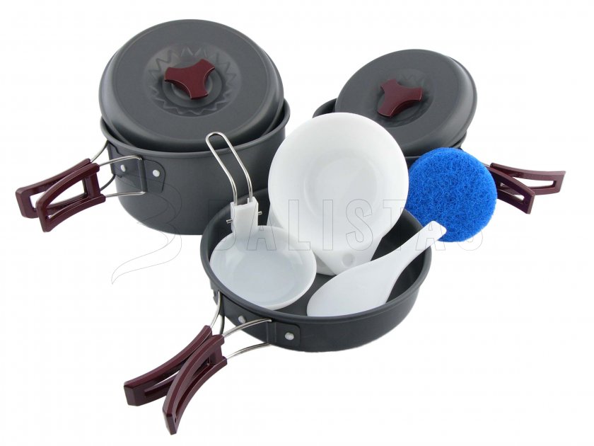 Set di stoviglie da campeggio in alluminio anodizzato MFH per 3 persone