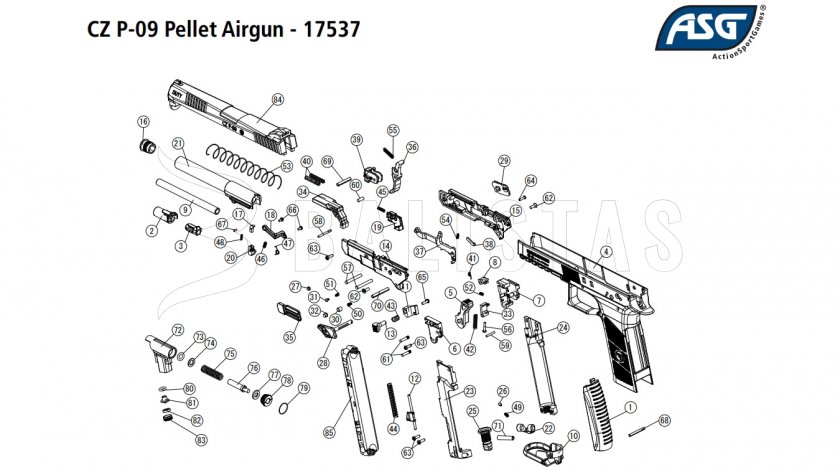 Pistola ad aria compressa ASG CZ P-09 Blowback 4,5mm