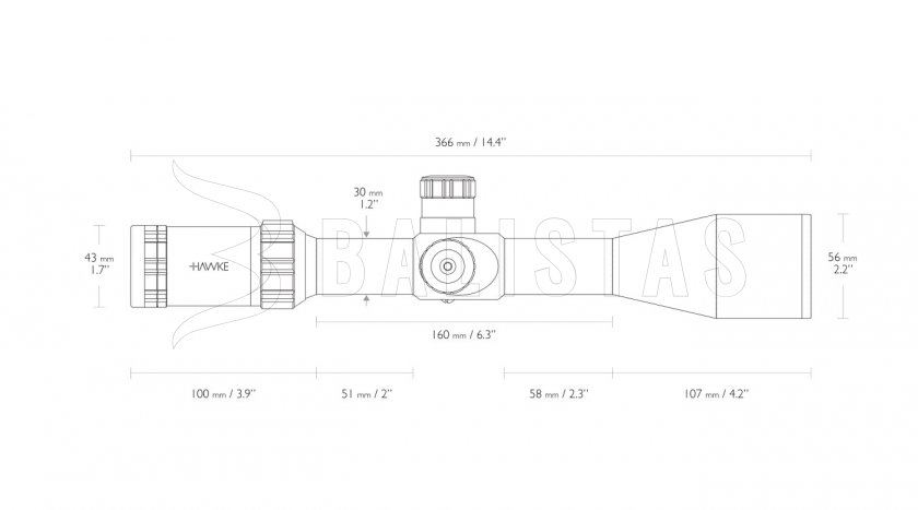 Cannocchiale da puntamento Hawke Sidewinder 30 SF 4-16x50 10x Half Mil Dot