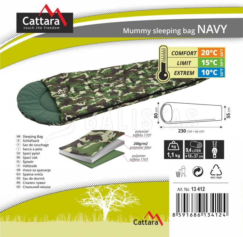 Sacco a pelo mummia Navy 200cm