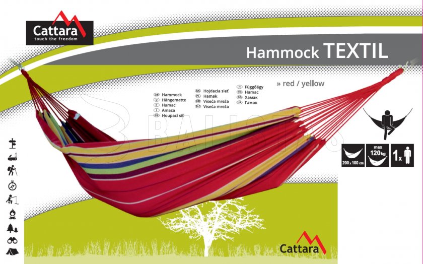 Amaca TEXTIL 200x100 cm rosso-giallo