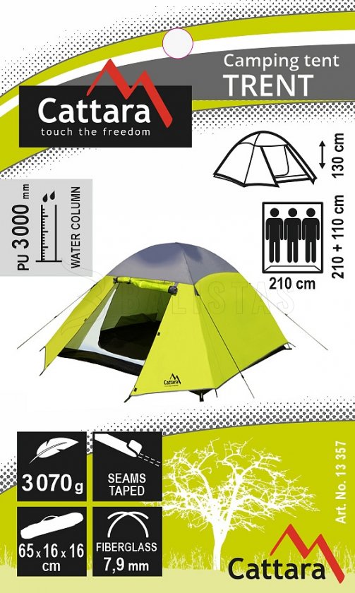 Tenda Trent doppio telo per 3 persone 210x110x210 cm