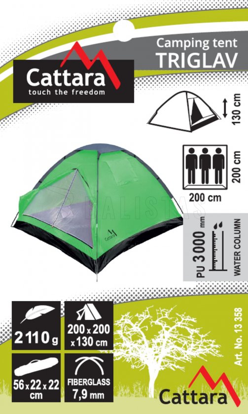 Tenda Triglav per 3 persone 200x200x130 cm