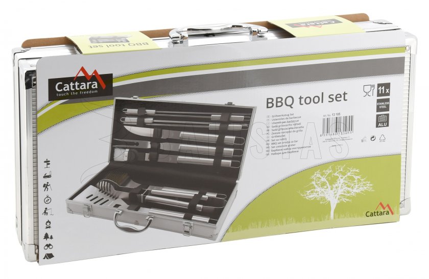 Set utensili per grigliata 11 pz valigetta ALU