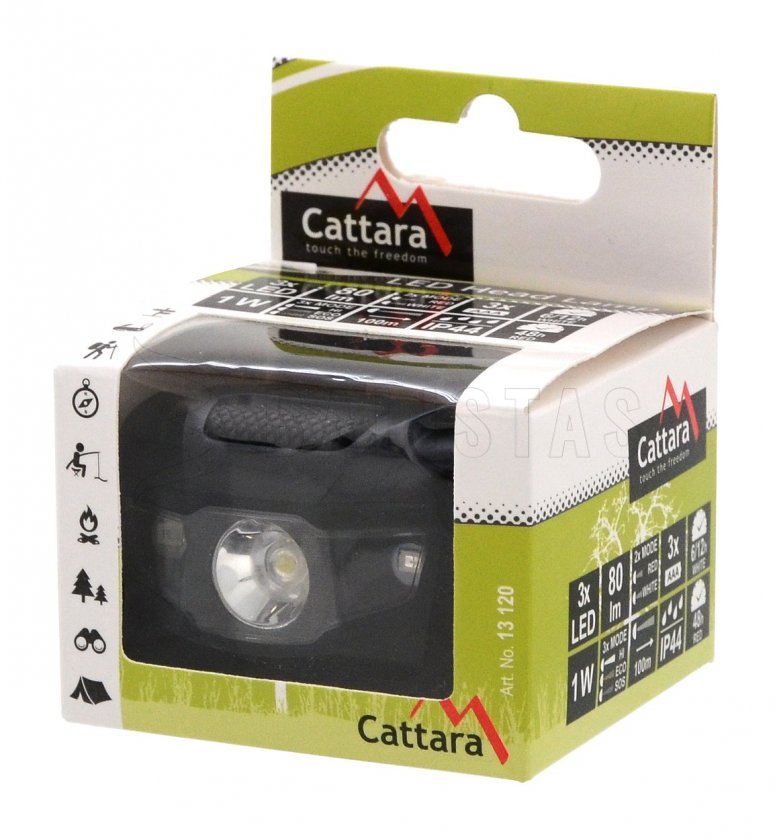 Lampada frontale LED 80 lm nera