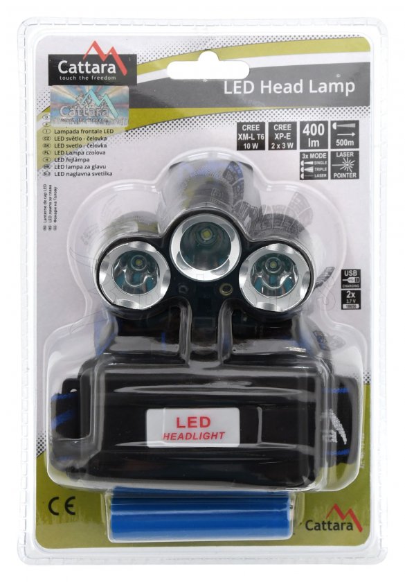 Lampada frontale LED 400lm (1x XM-L+2x XP-E)