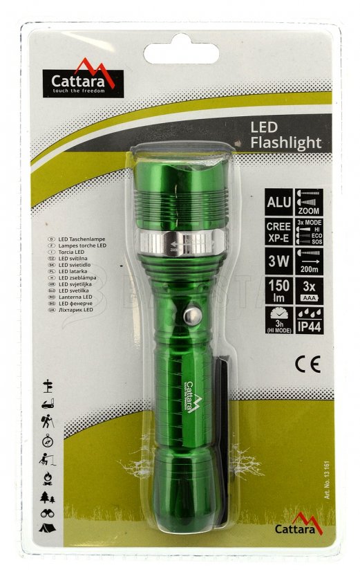 Torcia manuale LED 150 lm ZOOM 3 funzioni