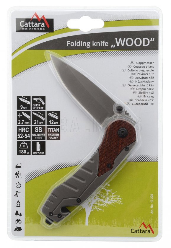 Coltello pieghevole Wood con blocco 21 cm