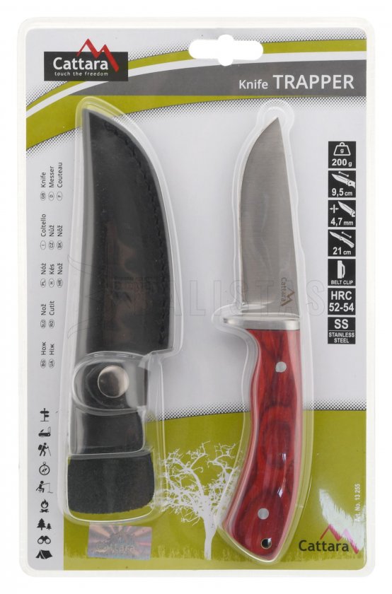Pugnale Trapper 21 cm con fodero in pelle