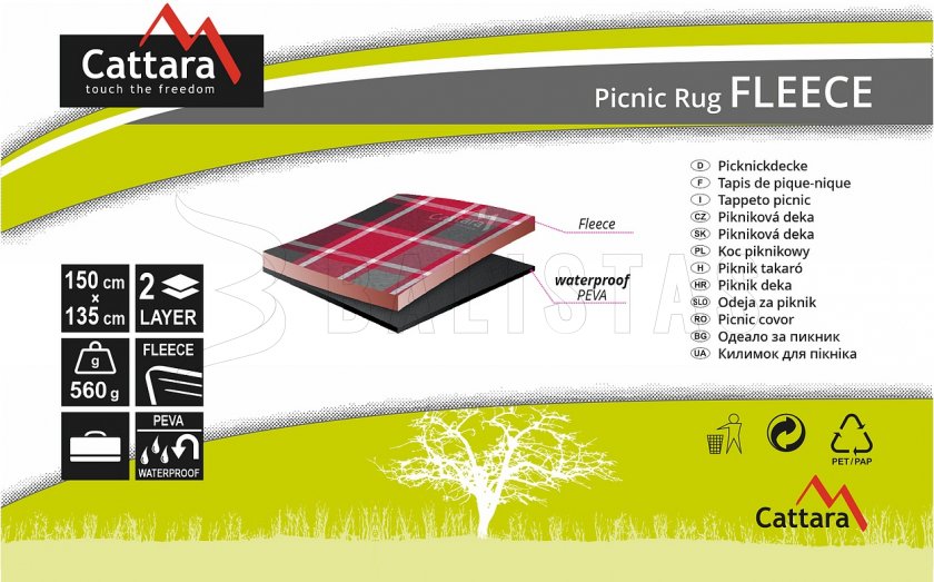 Coperta da picnic Fleece 150x135 cm rossa