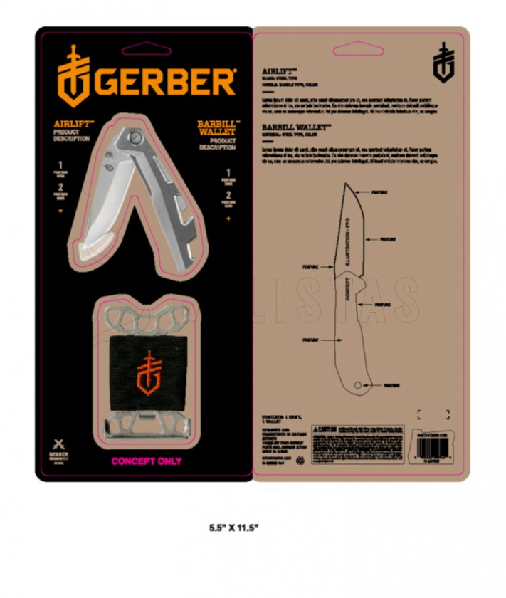 Set Gerber Coltello Airlift Silver + Portafoglio Barbill Wallet Silver