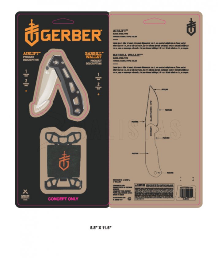 Set Gerber Coltello Airlift Black + Portafoglio Barbill Wallet Black