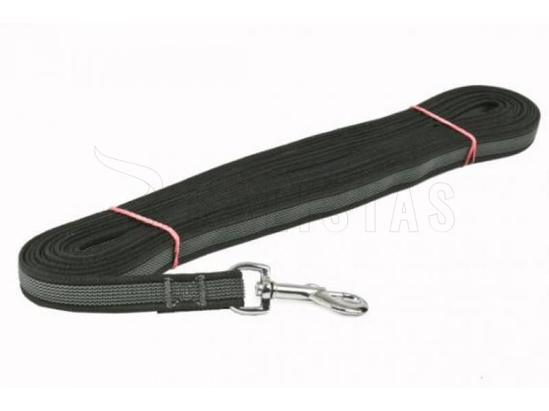 Stopovací lano Dogtrace fibbia argento 20mm,10m nero