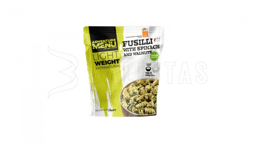 Fusilli con spinaci e noci Menu Avventura Leggero