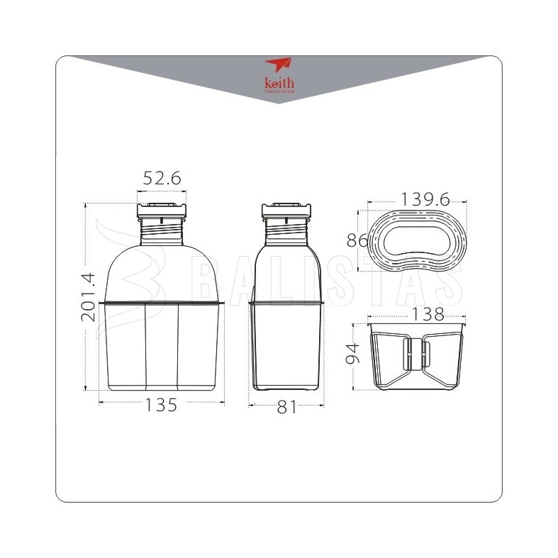 Set da cucina in titanio Keith Canteen Mess Kit