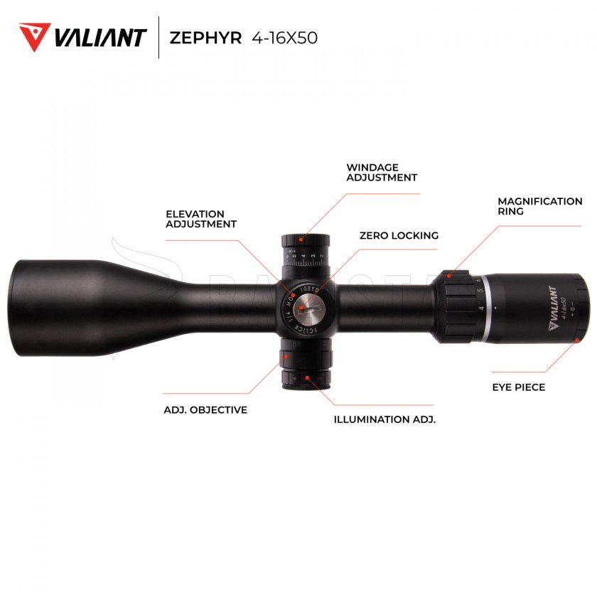 Cannocchiale Valiant Zephyr 4-16x50 SF SIR Mil Dot