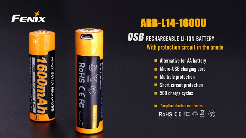 Batteria AA ricaricabile USB Fenix ARB-L14-1600U