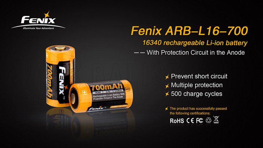 Batteria ricaricabile Fenix RCR123A/16340 (Li-Ion)