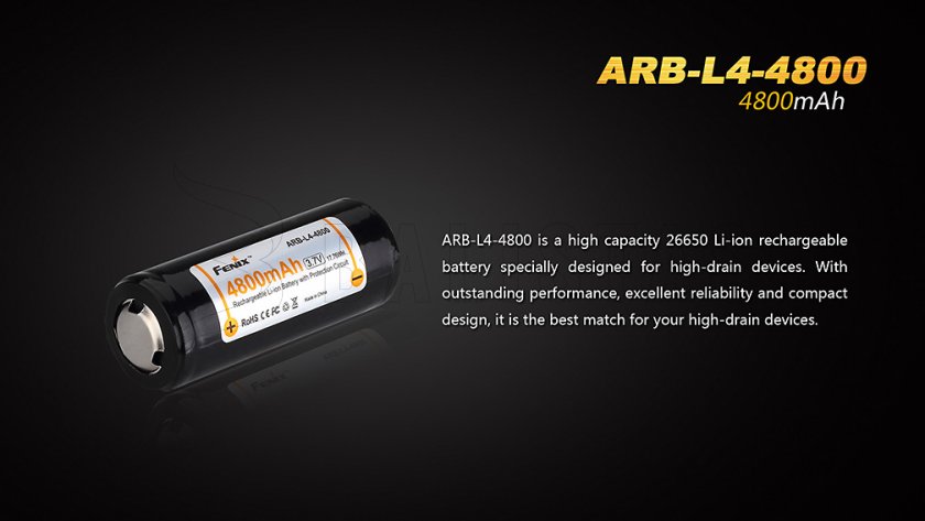 Batteria ricaricabile Fenix 26650 4800 mAh (Li-Ion)