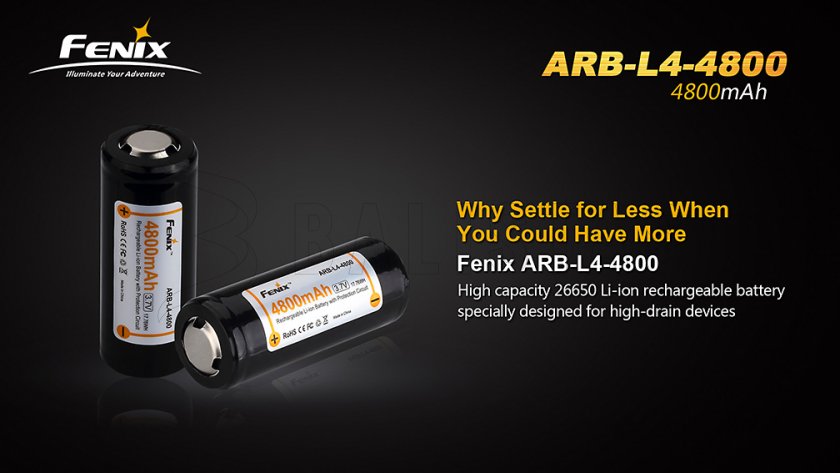 Batteria ricaricabile Fenix 26650 4800 mAh (Li-Ion)