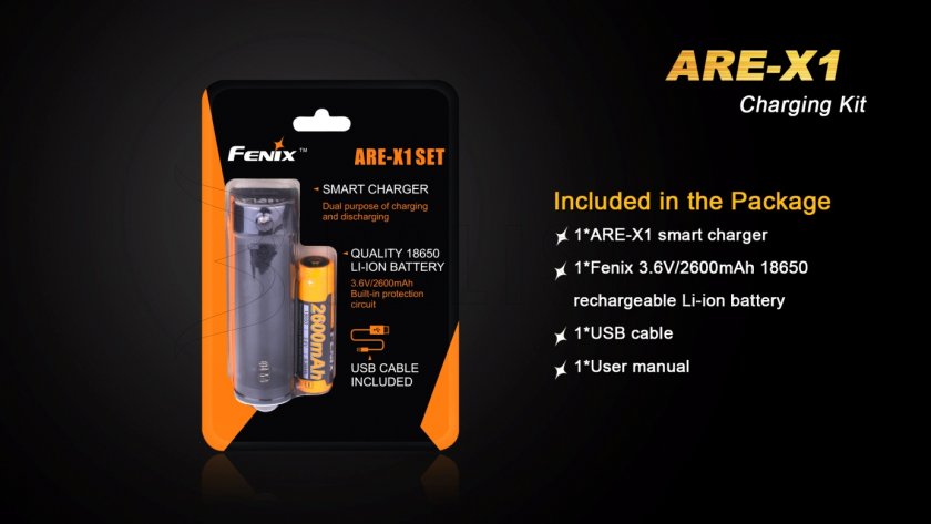Caricabatterie USB Fenix ARE-X1 + 18650 (2600 mAh)