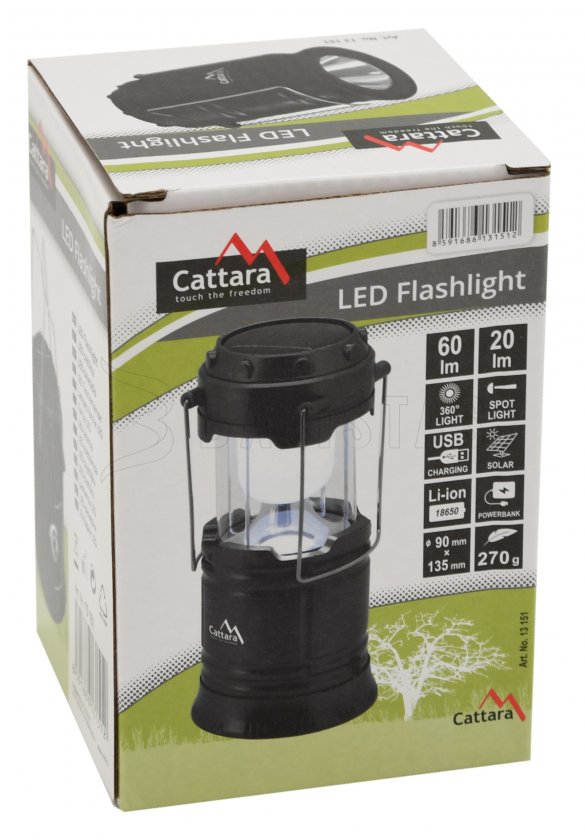 Lampada da campeggio ricaricabile Cattara LED 20/60lm estensibile