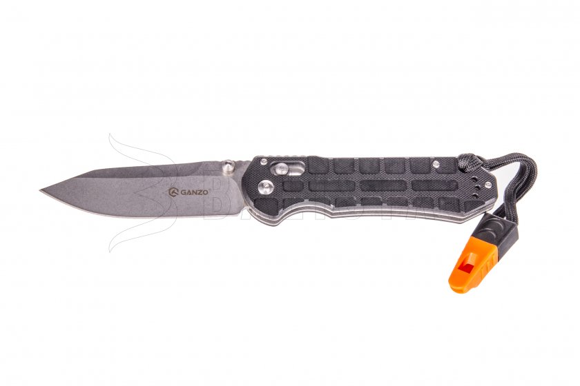Coltello pieghevole Ganzo G7452P nero con fischietto