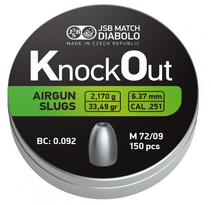 Diabolo JSB KO Slugs 6,37mm 150pz