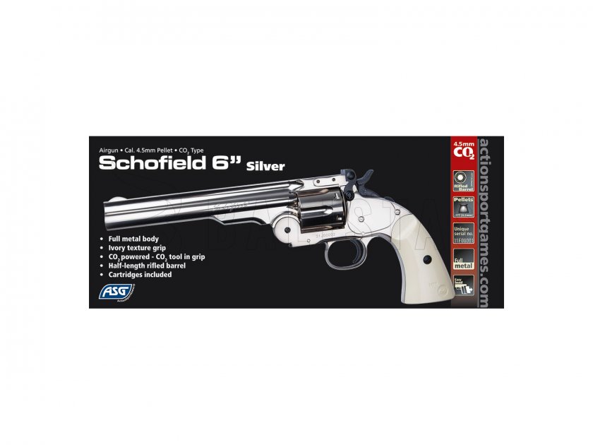 Revolver ad aria compressa ASG Schofield 6" Silver 4,5mm Diabolo