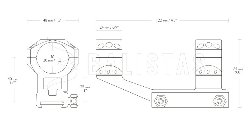 Montaggio Hawke Tactical AR Cantilever 22mm/30mm, alto, monopezzo