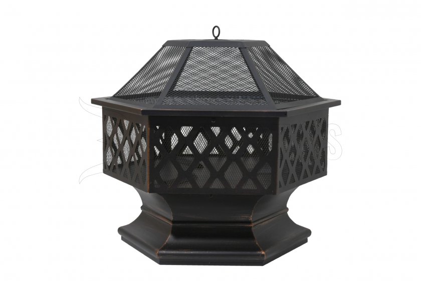Braciere HEXAGON copper patina con coperchio