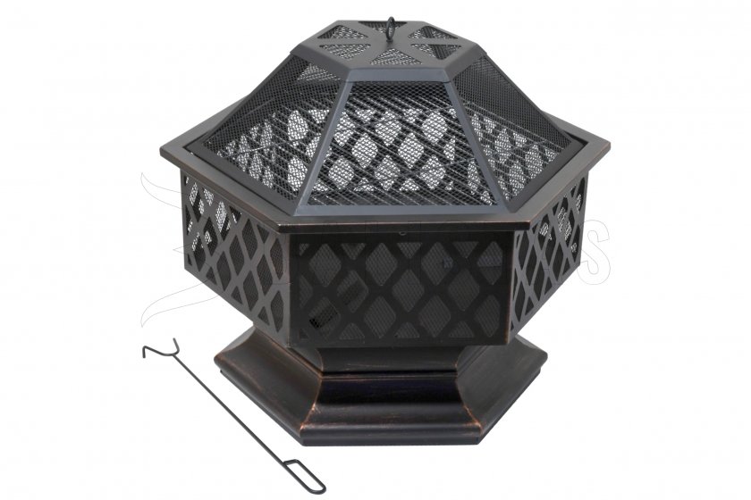 Braciere HEXAGON copper patina con coperchio