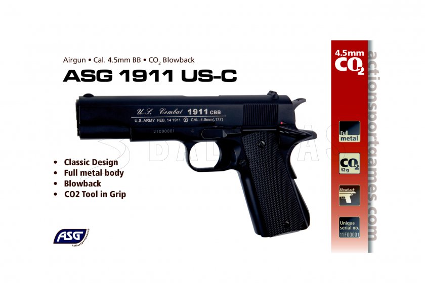 Pistola ad aria compressa ASG 1911 US-C blowback 4,5 mm