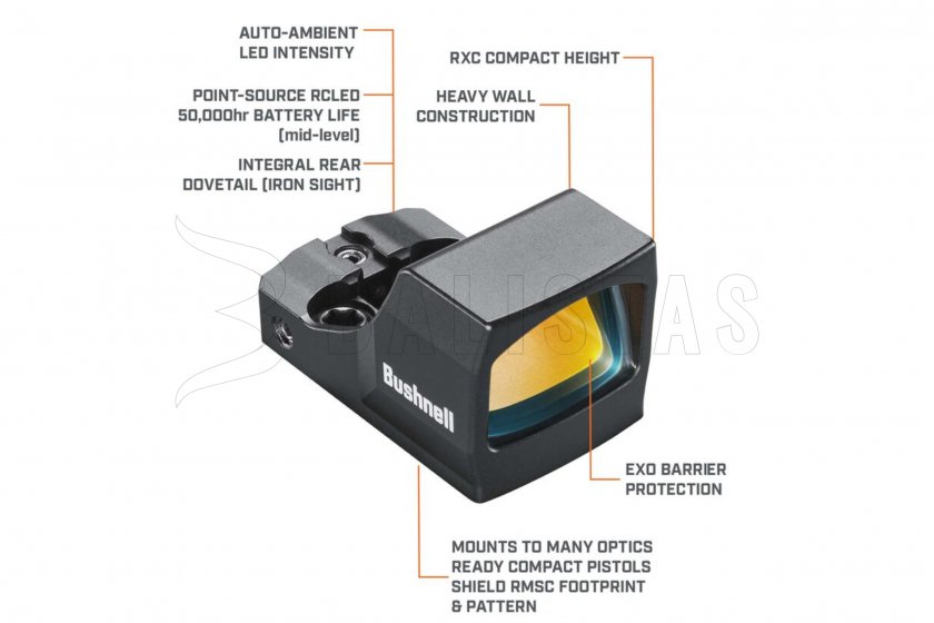 Mirino a punto rosso Bushnell RXC-200 Compact 1x21 reflex nero