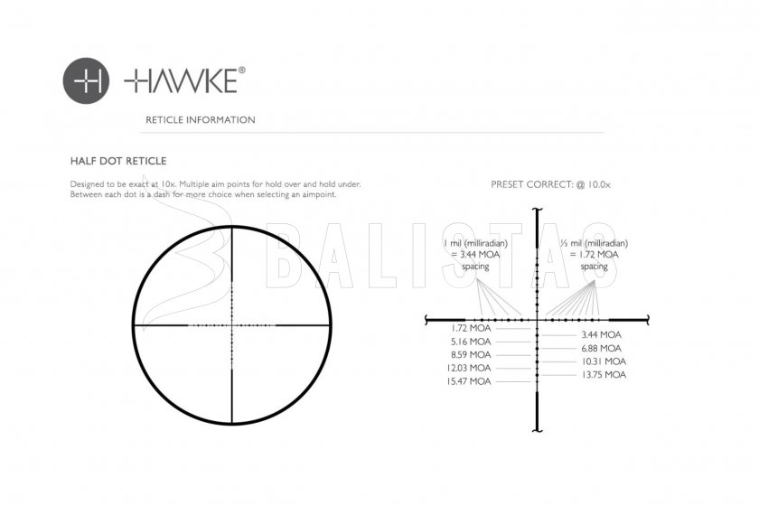 Cannocchiale Hawke Vantage 3-12x44 SF 1/2 MilDot 25,4mm