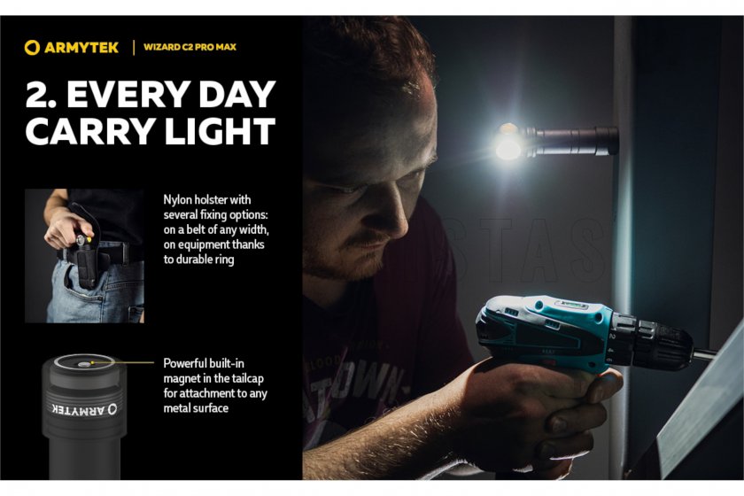 Lampada frontale Armytek Wizard C2 Pro MAX Luce fredda