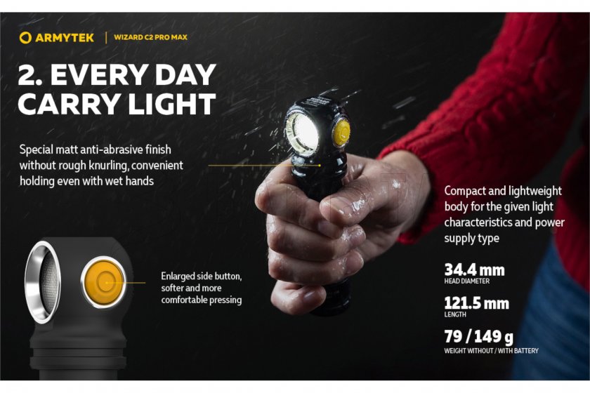 Lampada frontale Armytek Wizard C2 Pro MAX Luce fredda