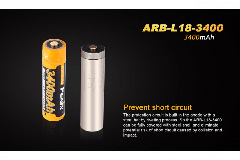 Batteria ricaricabile Fenix 18650 3400 mAh (Li-ion)