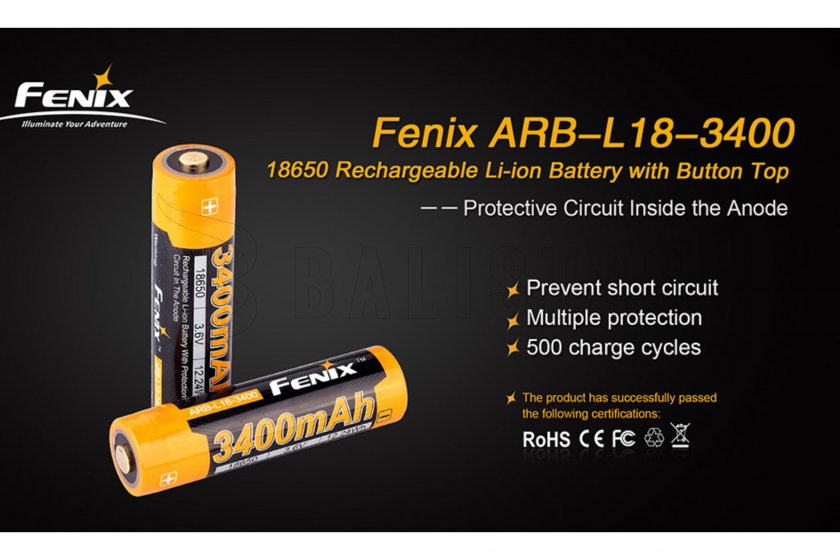 Batteria ricaricabile Fenix 18650 3400 mAh (Li-ion)