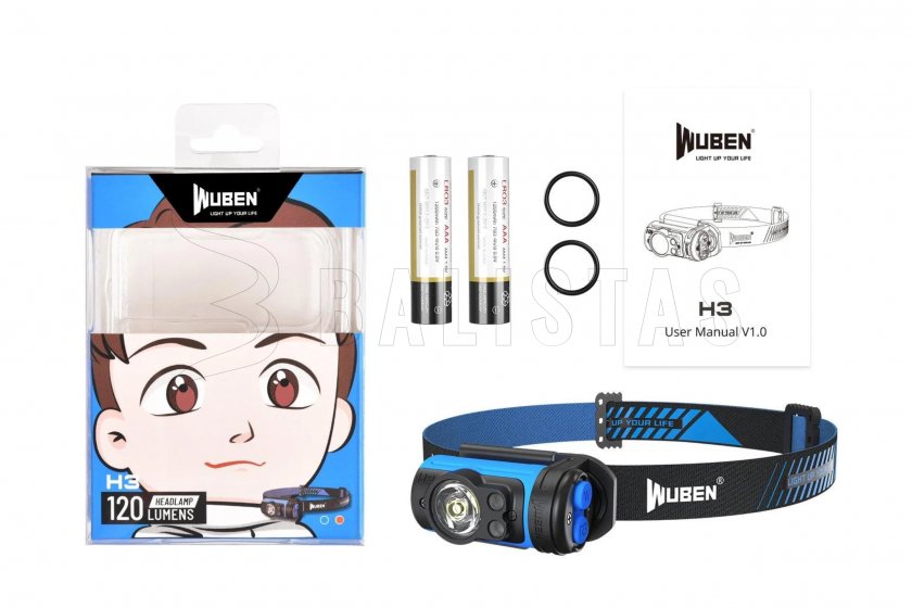 Lampada frontale Wuben H3 blu